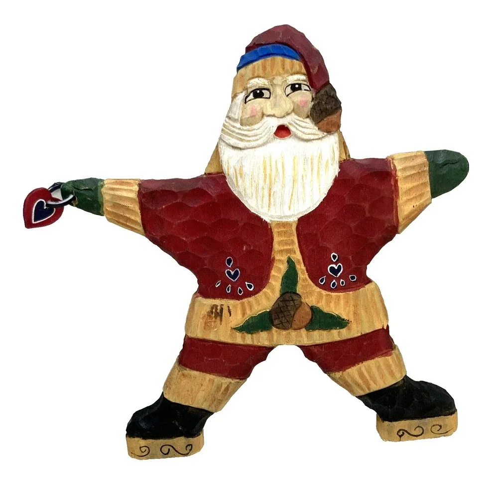 Vintage Hand Carved Star‎ Santa International Christmas Elements Of Folklore 11
